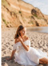 Beaded White Lace Organza High Low Flower Girl Dress